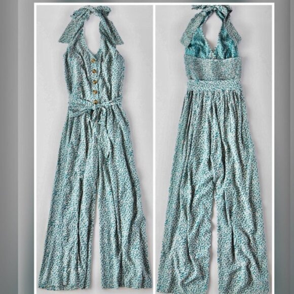 AE Ditsy Print Halter Jumpsuit - Picture 3 of 3